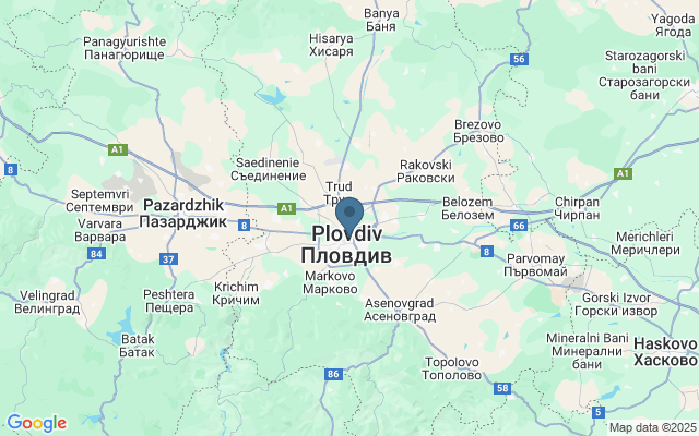 Kaart met locatie Romeins theater van Plovdiv